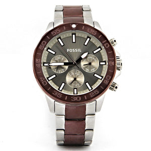 Fossil Bannon Multifunction Brown Dial Two Tone Steel Strap Watch for Men - BQ2502
