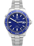 Tag Heuer Aquaracer Calibre 5 Automatic Blue Dial Silver Steel Strap Watch for Men - WAK2111.BA0830