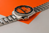 Seiko 5 Sports Double Hurricane Retro Orange Dial Silver Steel Strap Watch For Men - SRPK11K1