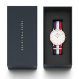 Daniel Wellington Classic Cambridge White Dial Two Tone Nylon Strap Watch For Men - DW00100003