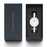 Daniel Wellington Classic Glasgow White Dial Two Tone NATO Strap Watch for Men - DW00100004