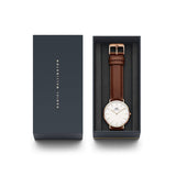 Daniel Wellington Classic St Mawes White Dial Brown Leather Strap Watch For Men - DW00100006