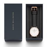 Daniel Wellington Classic Sheffield White Dial Black Leather Strap Watch For Men - DW00100007