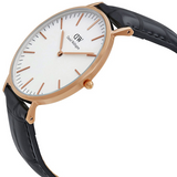 Daniel Wellington Classic Reading White Dial Black Leather Strap Watch For Men - DW00100014