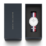 Daniel Wellington Classic Cambridge White Dial Two Tone Nylon Strap Watch For Men - DW00100017