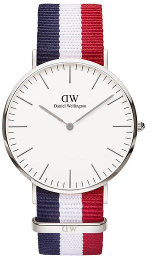 Daniel Wellington Classic Cambridge White Dial Two Tone Nylon Strap Watch For Men - DW00100017