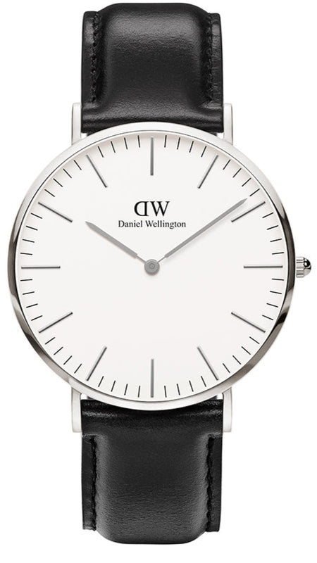 Daniel Wellington Classic Sheffield White Dial Black Leather Strap Watch For Men - DW0010003120