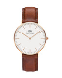 Daniel Wellington Classic St. Mawes White Dial Brown Leather Strap Watch for Men - DW00100035