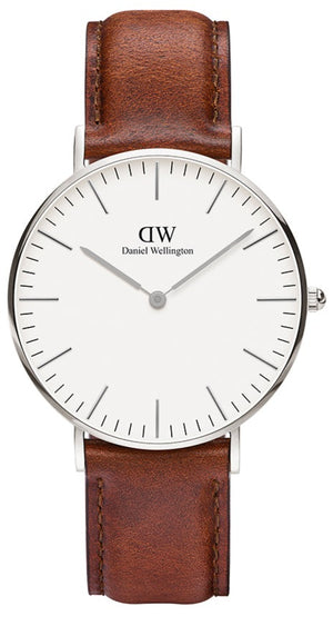 Daniel Wellington St Mawes White Dial Brown Leather Strap Watch For Men - DW00100052