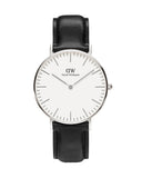 Daniel Wellington Classic Petite York White Dial Black Leather Strap Watch For Women - DW00100188