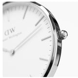 Daniel Wellington Classic Reading White Dial Black Leather Strap Watch For Women - DW00100058