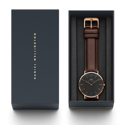 Daniel Wellington Bristol Black Dial Brown Leather Strap Watch For Men - DW00100125