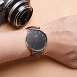 Daniel Wellington Bristol Black Dial Brown Leather Strap Watch For Men - DW00100125