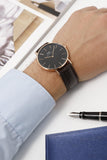 Daniel Wellington Classic York Black Dial Brown Leather Strap Watch For Men - DW00100128