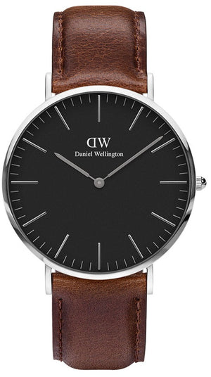 Daniel Wellington Classic Bristol Black Dial Brown Leather Strap Watch For Men - DW00100131