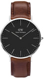 Daniel Wellington Classic Bristol Black Dial Brown Leather Strap Watch For Men - DW00100131