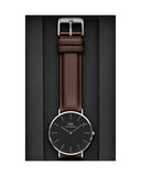 Daniel Wellington Classic Bristol Black Dial Brown Leather Strap Watch For Men - DW00100131