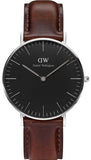 Daniel Wellington Classic Bristol Black Dial Brown Leather Strap Watch For Men - DW00100143