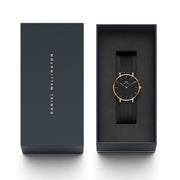 Daniel Wellington Petite Ashfield Black Dial Black Mesh Bracelet Watch Watch For Women - DW00100201