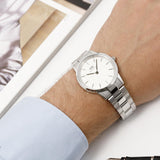 Daniel Wellington Iconic Link White Dial Silver Steel Strap Watch for Women - DW00100203