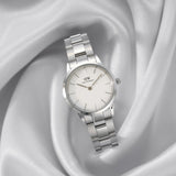 Daniel Wellington Iconic Link White Dial Silver Steel Strap Watch For Women - DW00100205