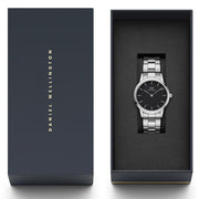 Daniel Wellington Iconic Link Black Dial Silver Steel Strap Watch For Women - DW00100206