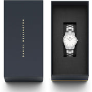 Daniel Wellington Iconic Link White Dial Silver Steel Strap Watch For Women - DW00100207