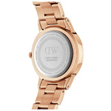 Daniel Wellington Iconic Link Black Dial Rose Gold Steel Strap Watch for Women - DW00100212