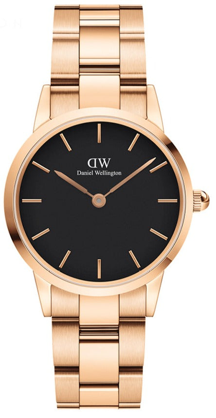 Daniel Wellington Iconic Link Analog Black Dial Rose Gold Steel