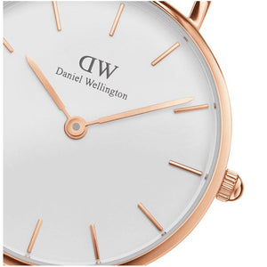 Daniel Wellington Classic Petite Reading White Dial Black Leather Strap Watch For Women - DW00100229