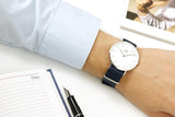 Daniel Wellington Classic Bayswater White Dial Blue NATO Strap Watch For Men - DW00100276