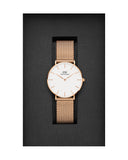 Daniel Wellington Petite Melrose White Dial Rose Gold Mesh Strap Watch For Women - DW00100305