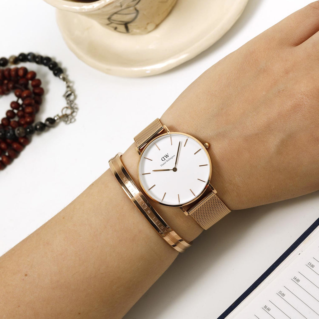 Wrist Gold Melrose Mesh Daniel Wellington Petite Melrose White
