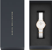 Daniel Wellington Petite Dover Quartz White Dial White NATO Strap Watch For Women - DW001000313