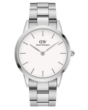 Daniel Wellington Iconic White Dial Silver Steel Strap Watch For Men - DW00100341