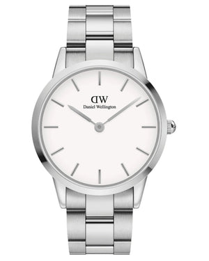 Daniel Wellington Iconic White Dial Silver Steel Strap Watch For Men - DW00100341