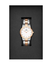 Daniel Wellington Iconic Link White Dial Two Tone Steel Strap Watch For Women - DW00100358