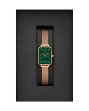 Daniel Wellington Quadro Melrose Green Dial Rose Gold Mesh Strap Watch For Women - DW00100437
