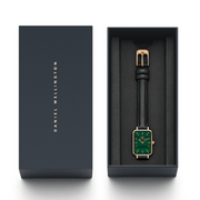 Daniel Wellington Quadro Pressed Sheffield Green Dial Black Leather Strap Watch For Women - DW00100439