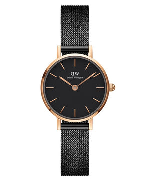 Daniel Wellington Classic Petite Pressed Ashfield Black Dial Black Mesh Bracelet Watch For Women - DW00100441