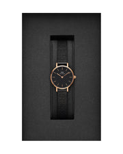 Daniel Wellington Classic Petite Pressed Ashfield Black Dial Black Mesh Bracelet Watch For Women - DW00100441
