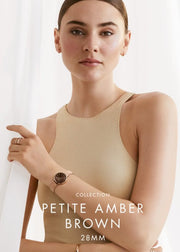 Daniel Wellington Petite Amber Brown Dial Gold Mesh Strap Watch For Women - DW00100476