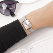 Daniel Wellington Quadro Unitone Silver Dial Silver Mesh Strap Watch For Women - DW00100486