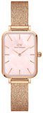 Daniel Wellington Quadro Pressed Melrose Pink Dial Pink Mesh Bracelet Watch For Women - DW00100510