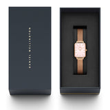 Daniel Wellington Quadro Pressed Melrose Pink Dial Pink Mesh Bracelet Watch For Women - DW00100510