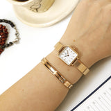 Daniel Wellington Quadro Studio White Dial Rose Gold Mesh Strap Watch For Women - DW00100517