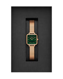 Daniel Wellington Quadro Studio Green Dial Rose Gold Mesh Strap Watch For Women - DW00100520