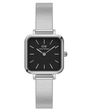 Daniel Wellington Quadro Studio Black Dial Silver Mesh Strap Watch For Women - DW00100522