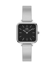 Daniel Wellington Quadro Studio Black Dial Silver Mesh Strap Watch For Women - DW00100522