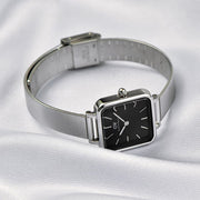 Daniel Wellington Quadro Studio Black Dial Silver Mesh Strap Watch For Women - DW00100522